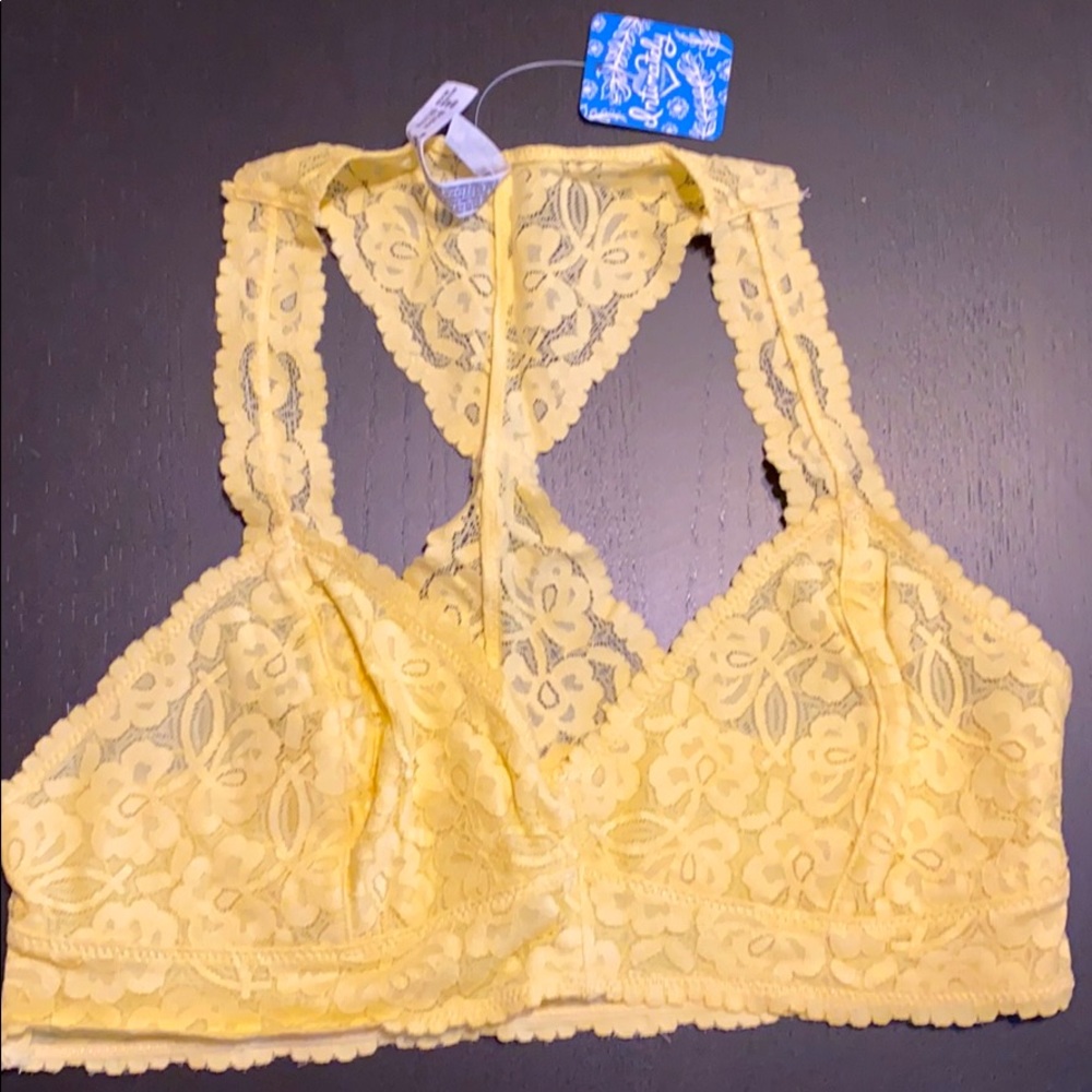Free People Yellow Gallon Lace Racerback Bralette